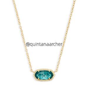 Elisa Gold Pendant Necklace in London Blue Glass